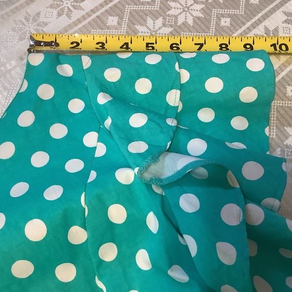 Sisjuly Dress Women’s Size Large Ruffle Sleeves Polka Dot Turquoise White - Picture 9 of 14